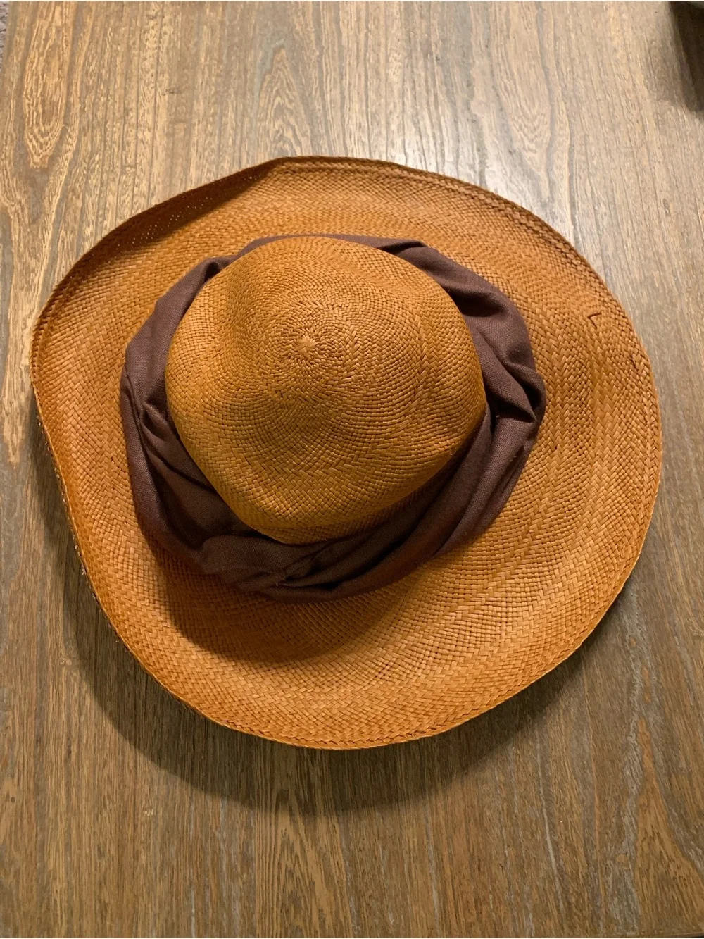 Eric Javits Wide Brim Straw Hat in Cognac - Picture 2 of 8